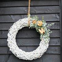 Ivyline Rattan Wreath White Diam 40Cm | Made of Kubu Rattan | On trend design