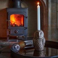 Ivyline Cast Aluminium Owl Candle Holder Antique Brass H14.5Cm W7.5Cm in Metallics
