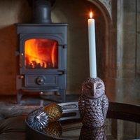 Ivyline Cast Aluminium Owl Candle Holder Antique Copper H14.5Cm W7.5Cm