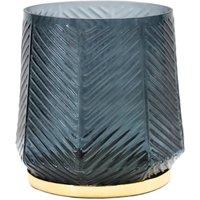 Ivyline Elm Embossed Candle Holder Soft Blue H20cm in Pale Blue