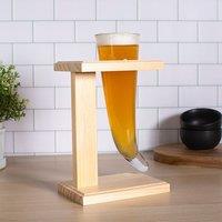 Menkind #Winning Viking Horn Glass on Wood Stand - 300ml in Clear