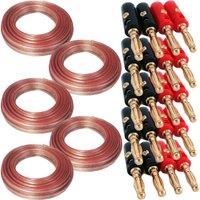 Loops 50M Speaker Cable & 20 Banana Plugs - 5.1 Surround Sound System - Wire Reel Loud