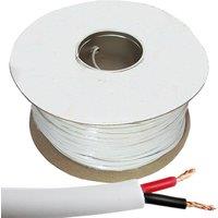 Loops 25m Double Insulated Speaker Cable 2.01mm White 100V Volt PA System Reel Drum