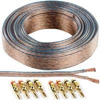 Loops 25m Speaker Cable & 8x Gold Banana Plugs - 1.5mm Wire Binding Post Amp HiFi CCA