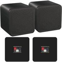 Loops Pair of 4 Inch ABS Bookshelf Speakers 80W 8Ohm Black HiFi Surround Home Cinema