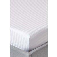 Homescapes Egyptian Cotton Satin Stripe Fitted Sheet 12 inch 330 Thread Count in White | Size: King Fitted