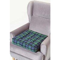 Homescapes Black Watch Tartan Cotton Armchair Booster Cushion in Green | Size: 50 cm x 50 cm