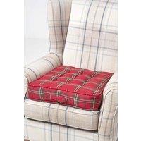 Homescapes Edward Tartan Cotton Armchair Booster Cushion in Red | Size: 50 cm x 50 cm