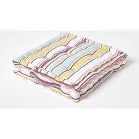 Homescapes Cotton Osaka Green Stripes Floor Cushion | Size: 50 cm x 50 cm