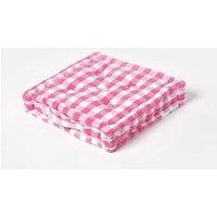 Homescapes Block Check Cotton Gingham Floor Cushion in Pink | Size: 50 cm x 50 cm