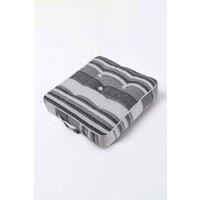 Homescapes Morocco Striped Cotton Floor Cushion in Grey | Size: 40 cm x 40 cm
