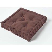 Homescapes Plain Cotton Floor Cushion in Chocolate | Size: 50 cm x 50 cm