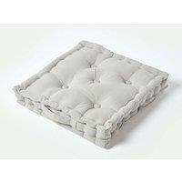 Homescapes Plain Cotton Floor Cushion in Grey | Size: 50 cm x 50 cm