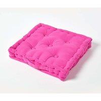 Homescapes Plain Cotton Floor Cushion in Cerise | Size: 50 cm x 50 cm