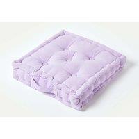 Homescapes Plain Cotton Floor Cushion in Mauve | Size: 50 cm x 50 cm