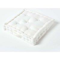 Homescapes Plain Cotton Floor Cushion in White | Size: 50 cm x 50 cm