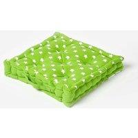 Homescapes Cotton Stars Floor Cushion in Green | Size: 50 cm x 50 cm
