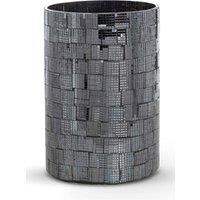 Homescapes Mosaic Glass Wind Light Large Candle Holder Polished Steel Base in Black