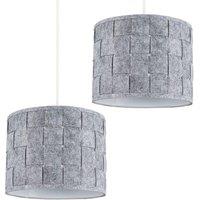 ValueLights Monza Pair of Grey Ceiling Pendant Shade
