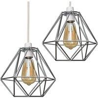 ValueLights Pair of Silver Ceiling Pendant Shade