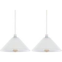 ValueLights Pair of White Ceiling Pendant Shade