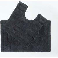 Homescapes Spa Supreme Luxury Bath Mat & Pedestal Set in Black