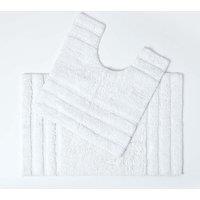 Homescapes Spa Supreme Luxury Bath Mat & Pedestal Set in White