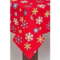 Homescapes Snowflake Christmas Tablecloth, 137cm x 178cm in Red | Size: 137 cm x 178 cm