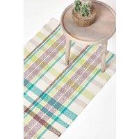 Homescapes Wilson Handwoven Tartan Cotton Hall Runner, 66 x 200 cm | Size: 66 cm x 200 cm