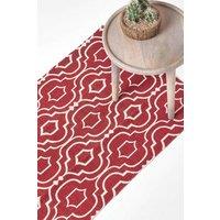 Homescapes Riga 100% Cotton Printed Patterned Hall Runner, 66 x 200 cm in Red | Size: 66 cm x 200 cm