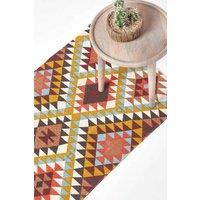 Homescapes Oslo Multi Coloured Cotton Diamond Pattern Hall Runner, 66 x 200 cm | Size: 66 cm x 200 cm