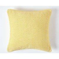 Homescapes Cotton Halden Cushion Cover in Yellow | Size: 60 cm x 60 cm