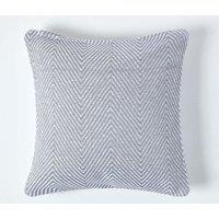 Homescapes Cotton Halden Cushion Cover in Grey | Size: 60 cm x 60 cm