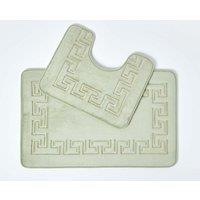 Homescapes Memory Foam Greek Key Bath Mat in Green