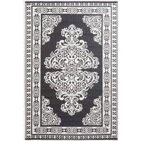 Homescapes Luxury Outdoor Rug Waterproof Reversible for Garden, Monochrome Motif in Black | Size: 120 cm x 180 cm
