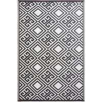 Homescapes Luxury Outdoor Rug Waterproof Reversible for Garden, Black Geometric | Size: 120 cm x 180 cm