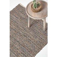 Real Leather Handwoven Diamond Pattern Rug