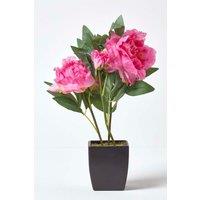 Homescapes Artificial Peonies in Decorative Pot, 48 cm Tall in Pink