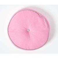 Homescapes Round Cotton Floor Cushion Soft, Comfy & Machine Washable in Pink