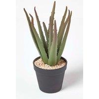 Homescapes Aloe Vera Artificial Succulent in Black Pot, 30 cm Tall in Green