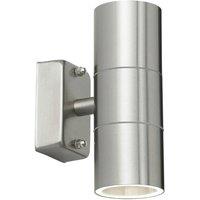 Loops IP44 Outdoor Accent Lamp Stainless Steel Up & Down External Wall Light 2x GU10 in Metallics