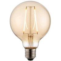 Loops 95mm GLOBE LED Filament Light Bulb AMBER GLASS E27 Screw 2W Warm White Lamp