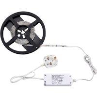 Loops 5m Warm White LED Tape Kit - 12W LED Driver - Flexible Under Cabinet Lighting