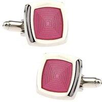 Charles William Square Elegant Silver & Pink Cufflinks