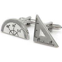 Charles William Maths Protractor & Ruler School Teacher Novelty Cufflinks in Silver