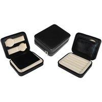 Charles William Travel Cufflink & Watch Box or Jewellery Storage Pouch in Black | Size: Small