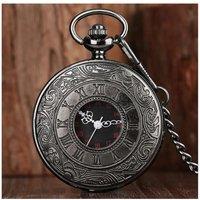 Charles William Pocket Watch for Wedding Quartz Battery with Clear Display in Black