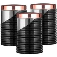 Tower Linear Storage Canisters, Set of 3, Tea/Coffee/Sugar, Rose Gold T826001RB