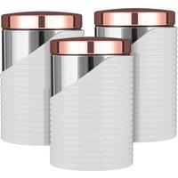 Tower Linear Set of 3 Canisters with Air Tight Lid & Polished Steel - T826001R in Rose Gold