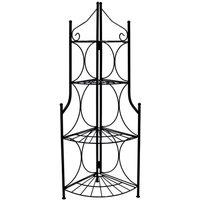 Oypla 4 Tier Foldable Metal Flower Plant Stand Display Shelf in Black